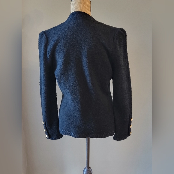 Adolfo New York Vintage 70s Black Wool Boulce Sweater Jacket Medium - Picture 5 of 11
